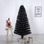150cm Black Fiber Optic Tree with Star, 8 Function Led Light - Image 3