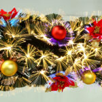 200cm Fiber Optic Garland with Red Flowers and Ornaments - Image 4