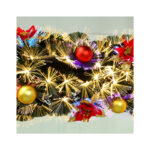 200cm Fiber Optic Garland with Red Flowers and Ornaments - Image 5