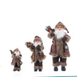 30cm/45cm/60cm Red&Gold Plaid Brown Fur Santa Claus Doll - Image 5
