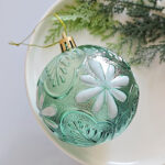 8cm Lake Blue Paiting Classic Christmas Ball Ornament Collection - 图片 3