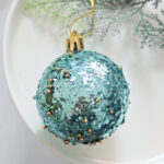 6cm Lake Blue Pumpkin Paiting Pearl, Sequin, Onion Shiny Christmas Ball Ornament Collection - Image 6