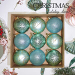 10cm Lake Blue Water-Drop Flower Christmas Ball Ornament Collection