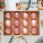 6cm/8cm Rose Gold Four-Leaf Flower Paiting Christmas Ball Ornament Collection