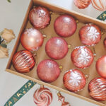 6cm/8cm Rose Gold Four-Leaf Flower Paiting Christmas Ball Ornament Collection - Image 2