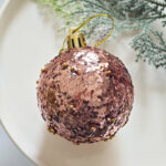 6cm Rose Gold Pumpkin Paiting Pearl, Sequin, Onion Shiny Christmas Ball Ornament Collection - Image 3