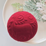 8cm Classic Paiting Flocking Christmas Ball Ornament Collection Box - 图片 3
