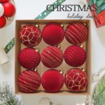 10cm Red Classic Flocking Christmas Ball Ornament Collection Box