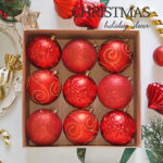 10cm Red Water-Drop Flower Christmas Ball Ornament Collection