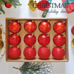 8cm Red Tree Paiting Christmas Ball Ornament Collection