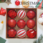 10cm Red Sequin Christmas Ball Ornament Collection
