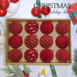 8cm Red Hollow, Concave, Paiting Flocking Christmas Ball Ornament Collection