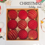 10cm Red Flocking Paiting Christmas Ball Ornament Collection