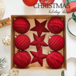 10cm Red Star Flocking Christmas Ball Ornament Collection