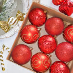 10cm Red Water-Drop Flower Christmas Ball Ornament Collection - Image 2