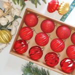 8cm Red Concave, Pumpkin Paiting Christmas Ball Ornament Collection - Image 2