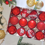 8cm Red Paiting Classic Christmas Ball Ornament Collection - Image 2