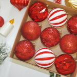 10cm Red Sequin Christmas Ball Ornament Collection - Image 2