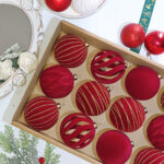 8cm Red Hollow, Concave, Paiting Flocking Christmas Ball Ornament Collection - Image 2