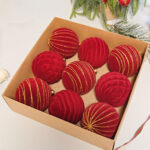 10cm Red Flocking Paiting Christmas Ball Ornament Collection - Image 2