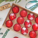 6cm/8cm Red Four-Leaf Flower Paiting Christmas Ball Ornament Collection - Image 2