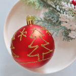 8cm Red Tree Paiting Christmas Ball Ornament Collection - Image 2
