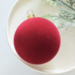 8cm Red S Shape Hollow Flocking Christmas Ball Ornament Collection - Image 6