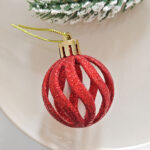 4cm Red S-shaped openwork Christmas Ball Ornamnets - Image 4