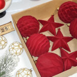 10cm Red Star Flocking Christmas Ball Ornament Collection - Image 3