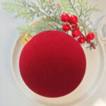 10cm Red Classic Flocking Christmas Ball Ornament Collection Box - Image 3