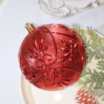 10cm Red Water-Drop Flower Christmas Ball Ornament Collection - Image 4