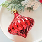 8cm Red Water-drop Flower Christmas Ball Ornament Collection - 图片 4