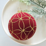 8cm Red Concave Paiting Flocking Christmas Ball Ornament Collection - Image 4