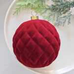 8cm Red S Shape Hollow Flocking Christmas Ball Ornament Collection - Image 4