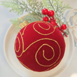 10cm Red Classic Flocking Christmas Ball Ornament Collection - Image 4