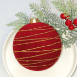 10cm Red Classic Flocking Christmas Ball Ornament Collection Box - Image 4