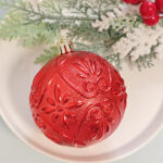 8cm Red Tree Paiting Christmas Ball Ornament Collection - Image 4