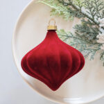 8cm Red S Shape Hollow Flocking Christmas Ball Ornament Collection - Image 5