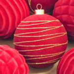 10cm Red Flocking Paiting Christmas Ball Ornament Collection - Image 5