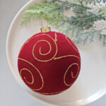 8cm Red Concave Paiting Flocking Christmas Ball Ornament Collection - Image 3