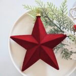 8cm Red Star Gift Box Flocking Christmas Ball Ornament Collection - Image 3