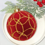 10cm Red Classic Flocking Christmas Ball Ornament Collection Box - Image 6