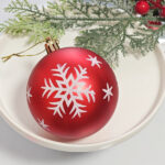 6cm/8cm Red Four-Leaf Flower Paiting Christmas Ball Ornament Collection - Image 6