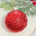 8cm Red Water-drop Flower Christmas Ball Ornament Collection - 图片 7