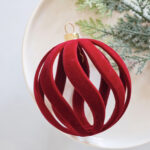 8cm Red Star Gift Box Flocking Christmas Ball Ornament Collection - Image 6