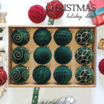 8cm Green Concave Paiting Flocking Christmas Ball Ornament Collection