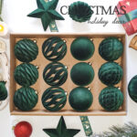 8cm Green Star Gift Box Flocking Christmas Ball Ornament Collection