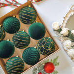 10cm Green Classic Flocking Christmas Ball Ornament Collection Box - Image 2
