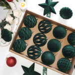 8cm Green Star Gift Box Flocking Christmas Ball Ornament Collection - Image 2