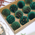 8cm Green Hollow, Concave, Paiting Flocking Christmas Ball Ornament Collection - Image 7